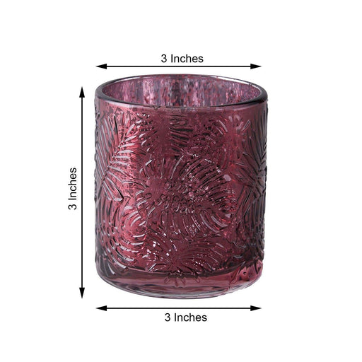 6 pcs 3" Mercury Glass Votive Candle Holders with Leaves Design