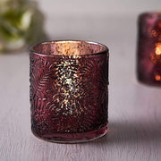 6 pcs 3" Mercury Glass Votive Candle Holders with Leaves Design