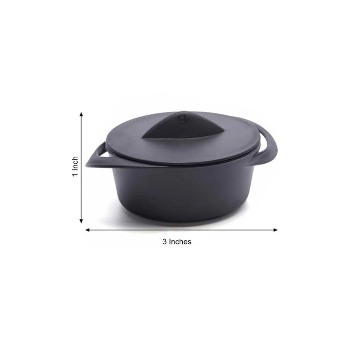 6 pcs 3 oz. Black Plastic Bowls Mini Cooking Pots with Lids - Disposable Tableware PLST_BO0041_BLK