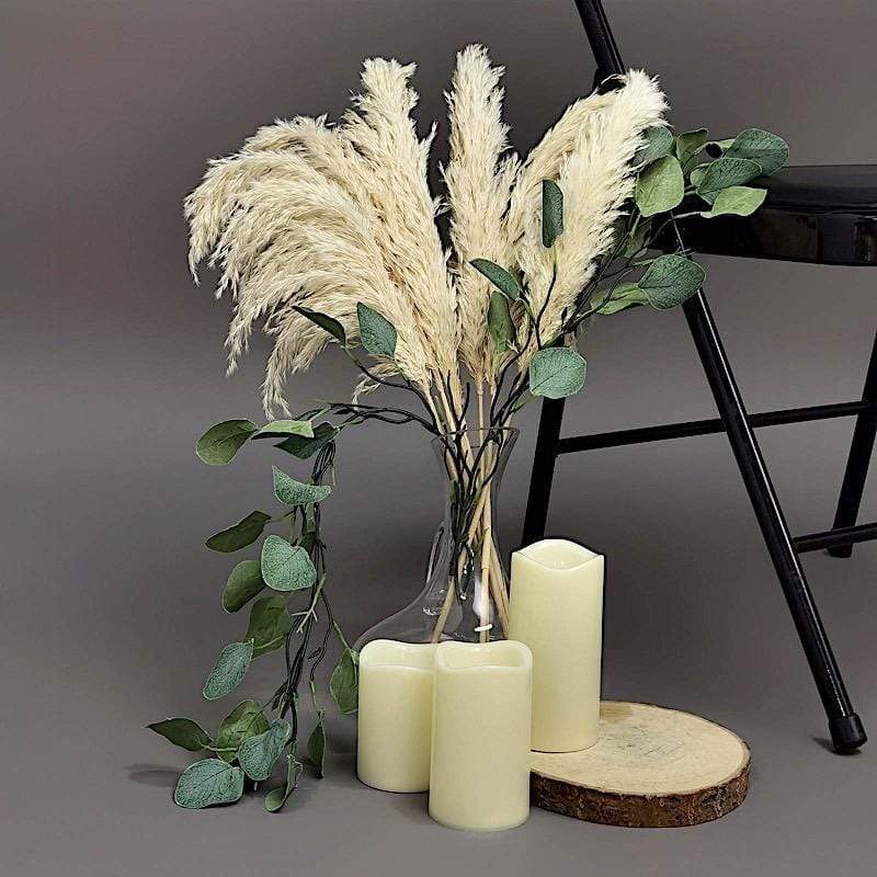 6 pcs 32" Natural Pampas Grass Sprays Dried Plant Stems