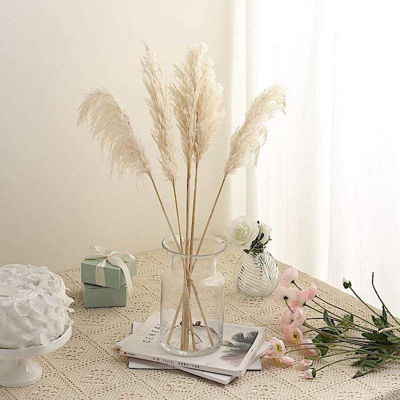 6 pcs 32" Natural Pampas Grass Sprays Dried Plant Stems