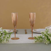 6 pcs 5 oz Premium Metallic Plastic Champagne Flutes - Disposable Tableware