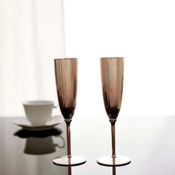 6 pcs 5 oz Premium Metallic Plastic Champagne Flutes - Disposable Tableware
