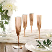 6 pcs 5 oz Premium Metallic Plastic Champagne Flutes - Disposable Tableware