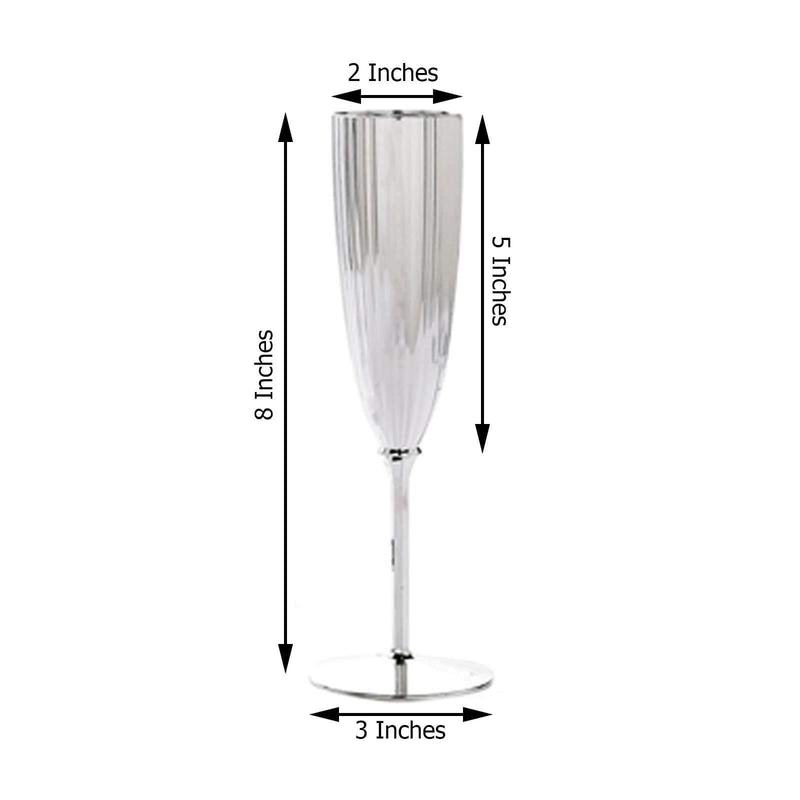 6 pcs 5 oz Premium Metallic Plastic Champagne Flutes - Disposable Tableware