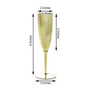6 pcs 5 oz Premium Metallic Plastic Champagne Flutes - Disposable Tableware