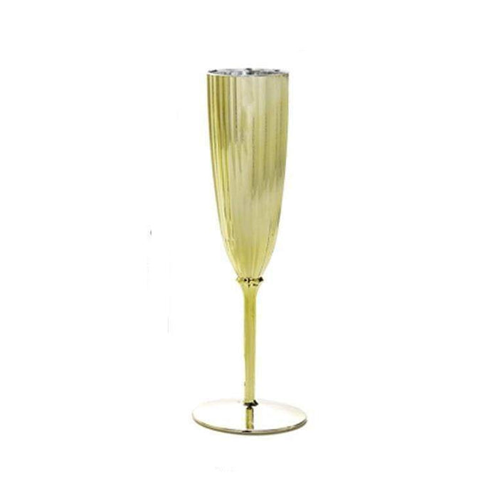 6 pcs 5 oz Premium Metallic Plastic Champagne Flutes - Disposable Tableware DSP_CUCP004_7_GOLD