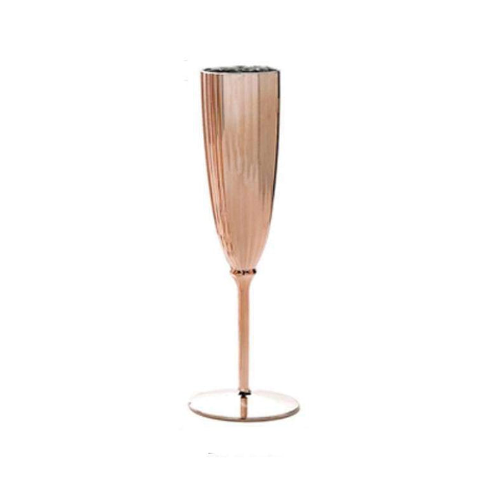 6 pcs 5 oz Premium Metallic Plastic Champagne Flutes - Disposable Tableware DSP_CUCP004_7_PARENT