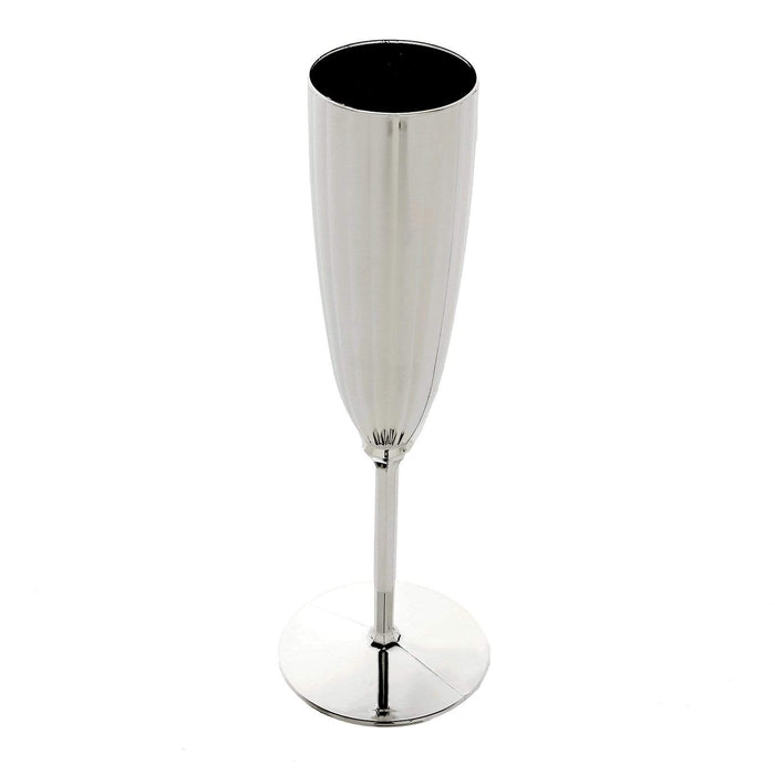 6 pcs 5 oz Premium Metallic Plastic Champagne Flutes - Disposable Tableware DSP_CUCP004_7_SILV