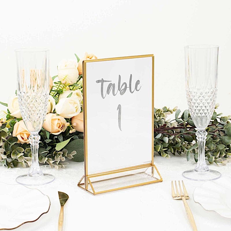 6 pcs 5"x9" Acrylic Freestanding Table Sign Holders - Gold and Clear FAV_BOARD05_5X7_CLRGD