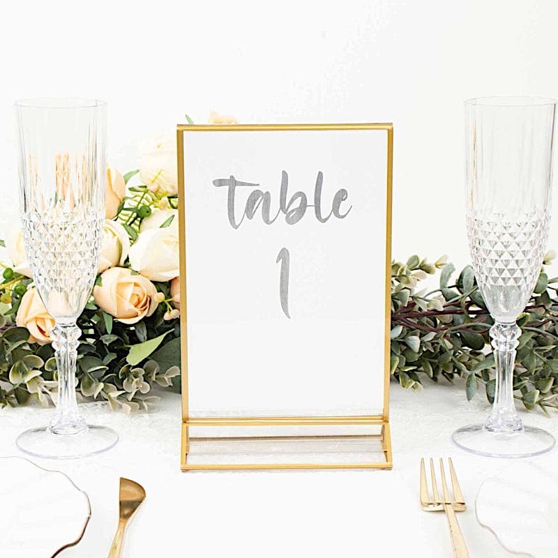 6 pcs 5"x9" Acrylic Freestanding Table Sign Holders - Gold and Clear FAV_BOARD05_5X7_CLRGD