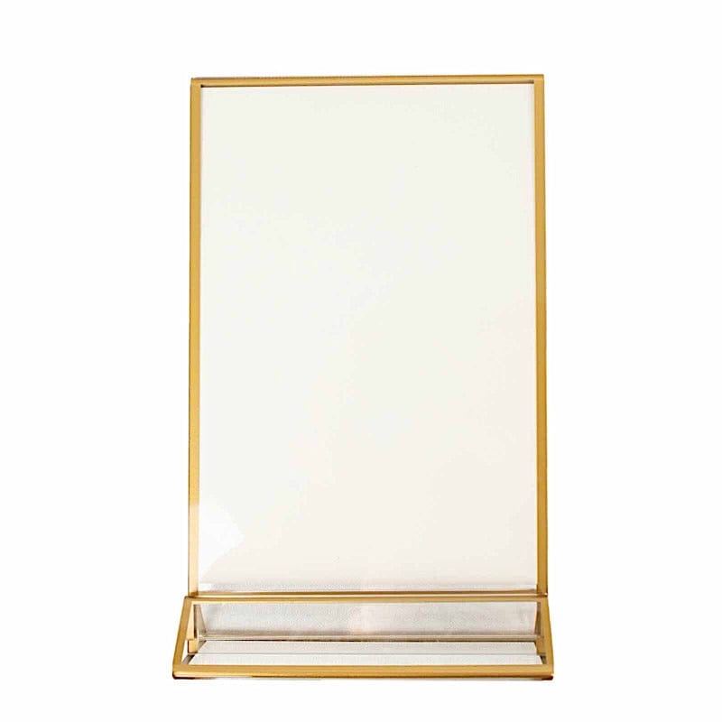 6 pcs 5"x9" Acrylic Freestanding Table Sign Holders - Gold and Clear FAV_BOARD05_5X7_CLRGD