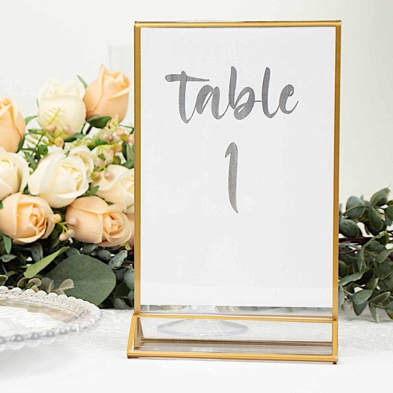 6 pcs 5"x9" Acrylic Freestanding Table Sign Holders - Gold and Clear FAV_BOARD05_5X7_CLRGD
