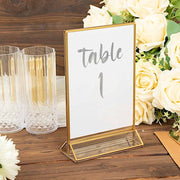 6 pcs 5"x9" Acrylic Freestanding Table Sign Holders - Gold and Clear FAV_BOARD05_5X7_CLRGD