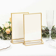 6 pcs 5"x9" Acrylic Freestanding Table Sign Holders - Gold and Clear FAV_BOARD05_5X7_CLRGD