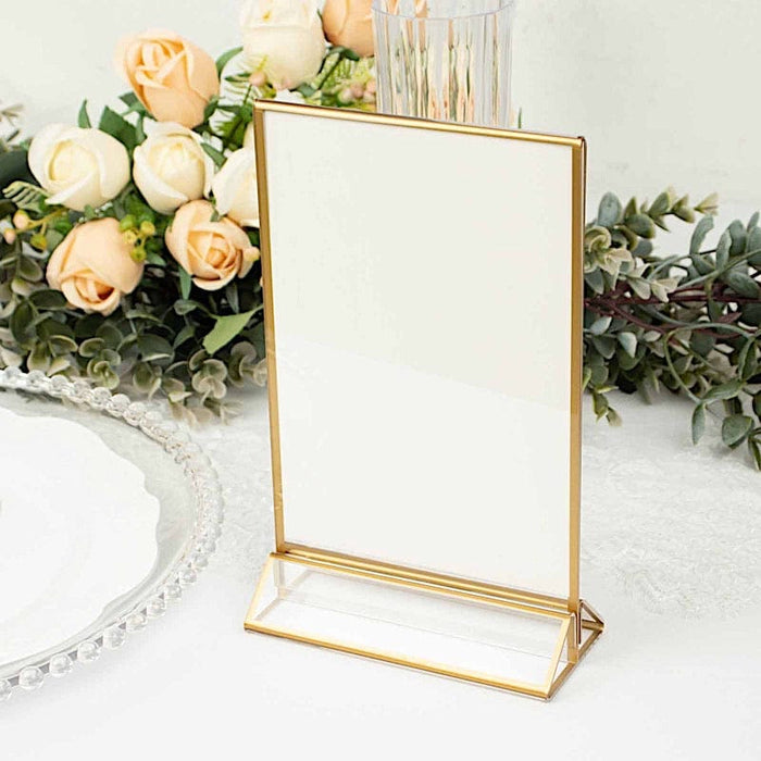 6 pcs 5"x9" Acrylic Freestanding Table Sign Holders - Gold and Clear FAV_BOARD05_5X7_CLRGD