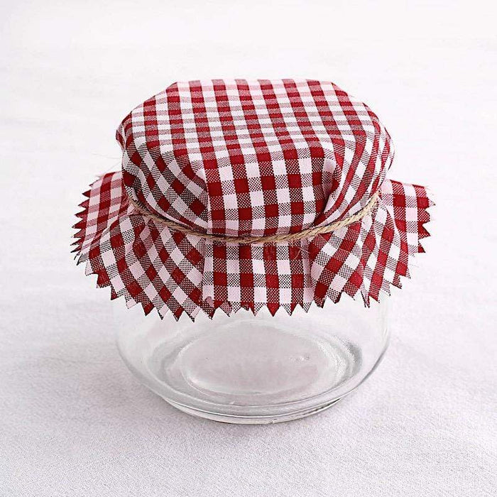 6 pcs 6" Gingham Polyester Checkered Fabric Jar Covers