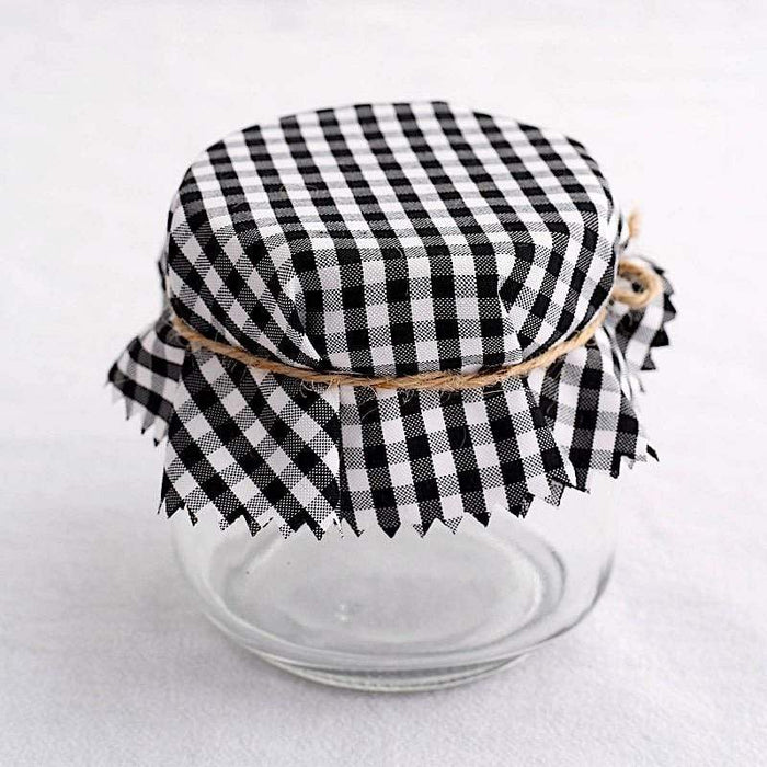 6 pcs 6" Gingham Polyester Checkered Fabric Jar Covers