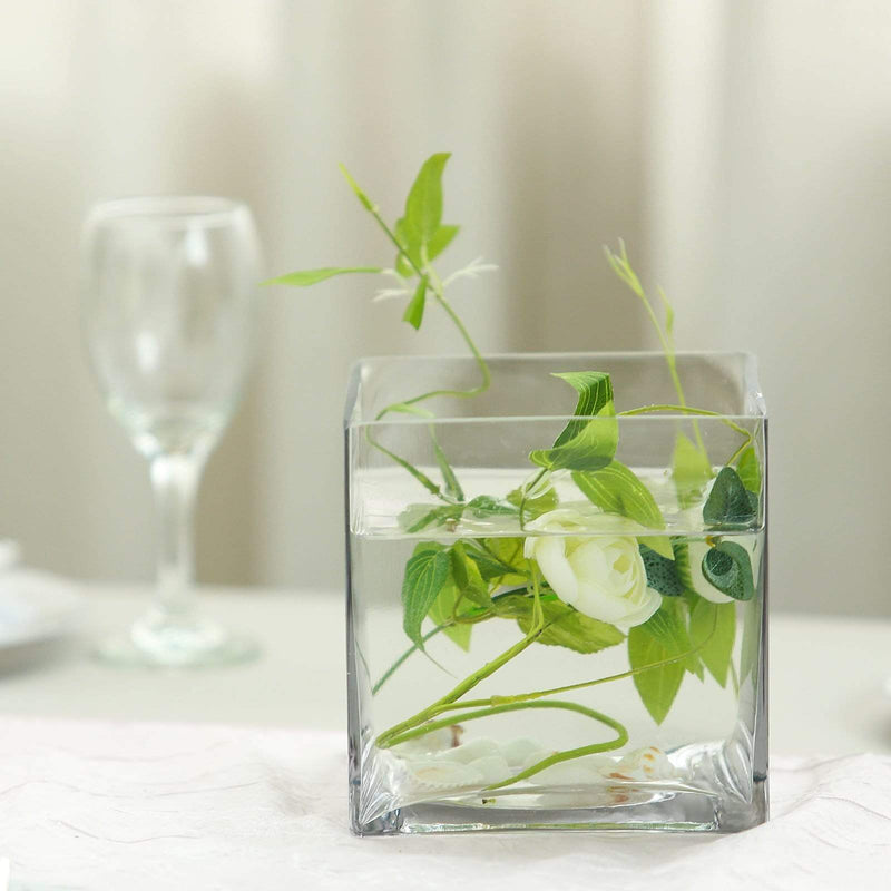 6 pcs 6" tall Glass Cube Wedding Centerpieces Vases - Clear VASE_A5