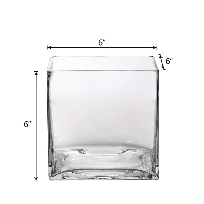 6 pcs 6" tall Glass Cube Wedding Centerpieces Vases - Clear VASE_A5