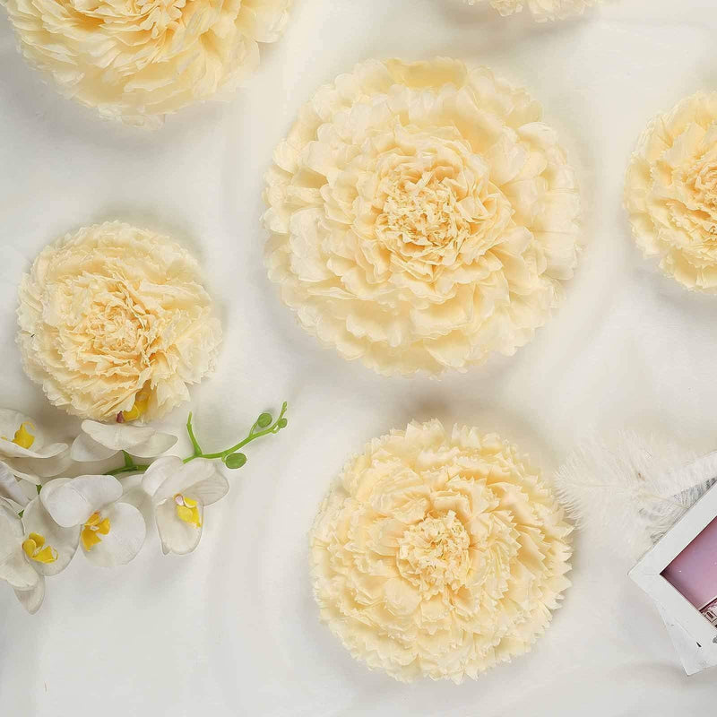 6 pcs 7" 9" 11" wide Large Carnations Tissue Paper Flowers