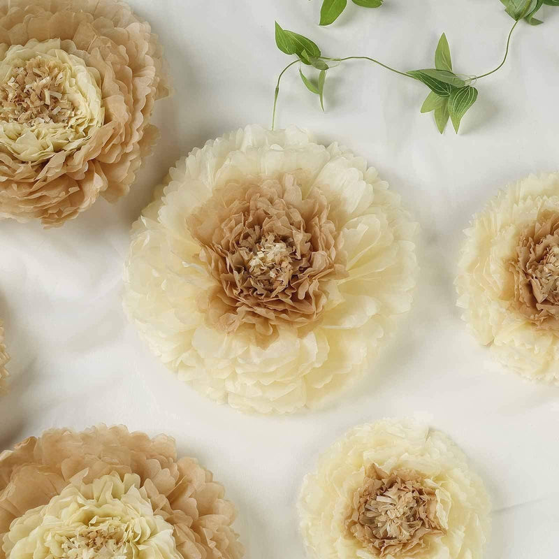 6 pcs 7" 9" 11" wide Large Carnations Tissue Paper Flowers