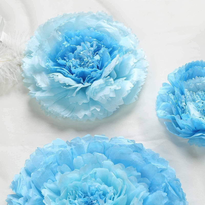 6 pcs 7" 9" 11" wide Large Carnations Tissue Paper Flowers