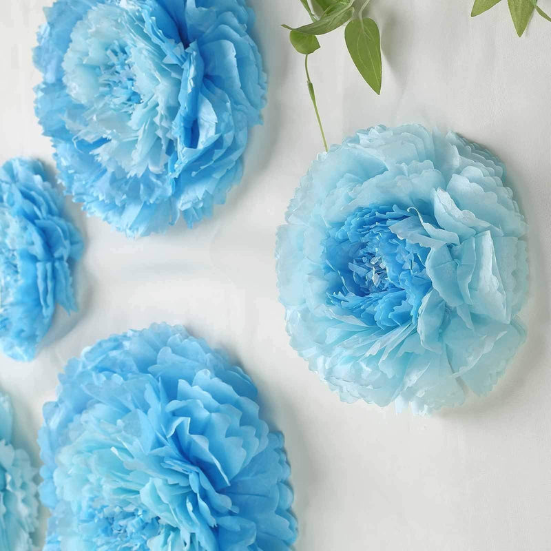 6 pcs 7" 9" 11" wide Large Carnations Tissue Paper Flowers