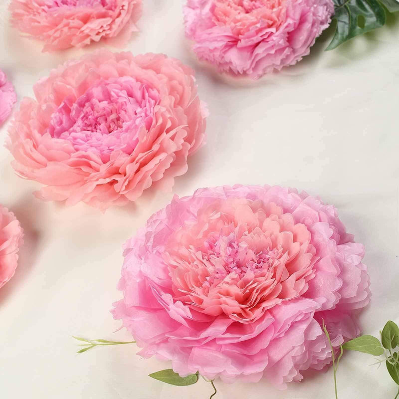 6 pcs 7" 9" 11" wide Large Carnations Tissue Paper Flowers