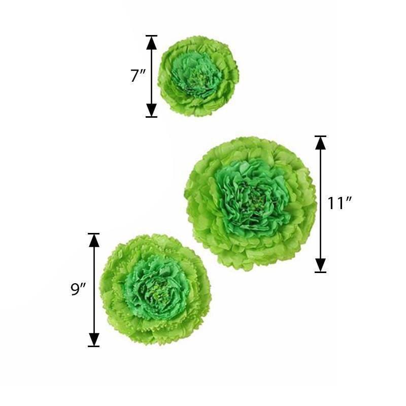 6 pcs 7" 9" 11" wide Large Carnations Tissue Paper Flowers