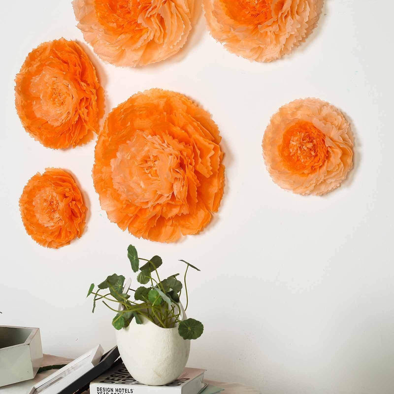 6 pcs 7" 9" 11" wide Large Carnations Tissue Paper Flowers