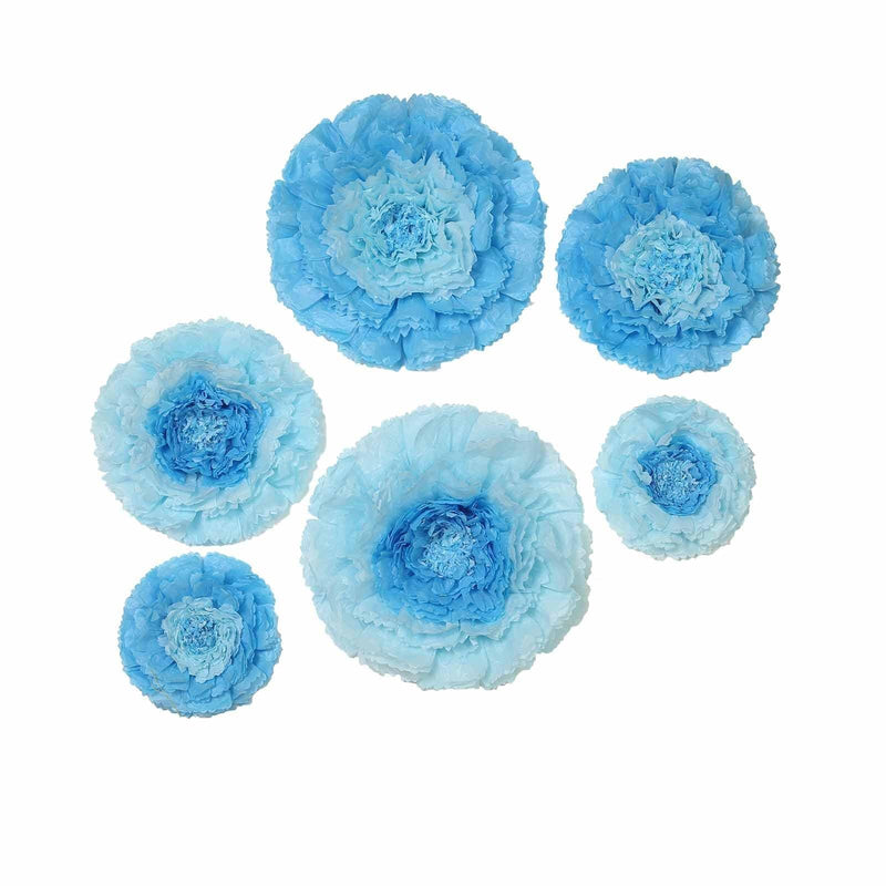 6 pcs 7" 9" 11" wide Large Carnations Tissue Paper Flowers POM_FLO04_7911_050