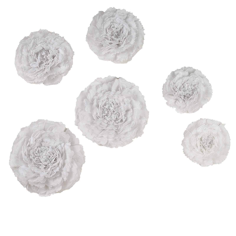 6 pcs 7" 9" 11" wide Large Carnations Tissue Paper Flowers POM_FLO04_7911_WHT