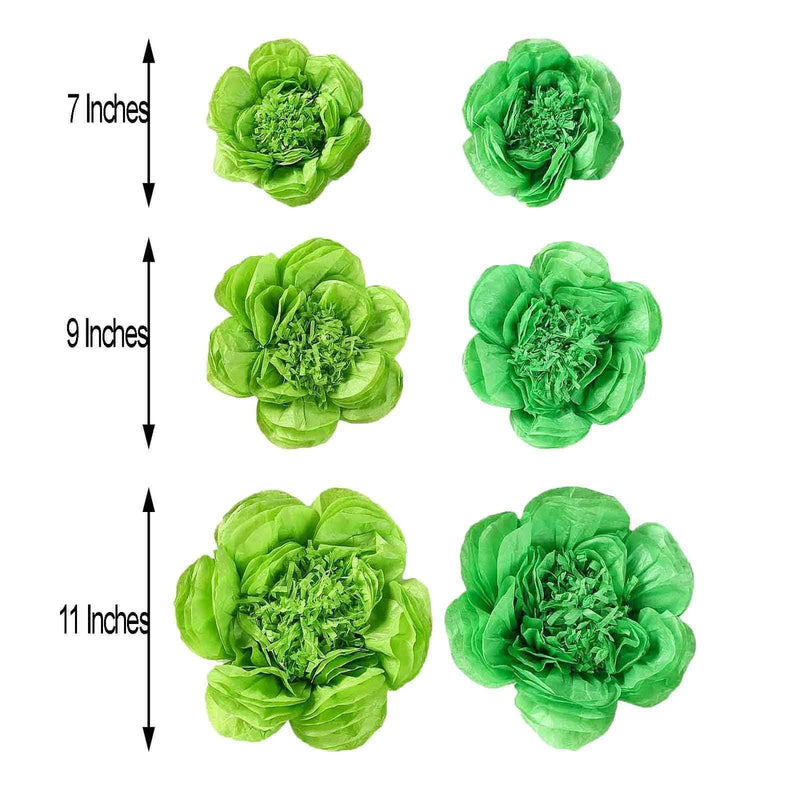 6 pcs 7" 9" 11" wide Peonies Tissue Paper Flowers