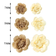 6 pcs 7" 9" 11" wide Peonies Tissue Paper Flowers