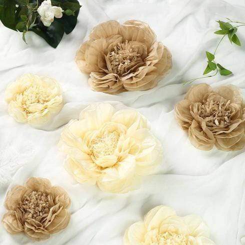 6 pcs 7" 9" 11" wide Peonies Tissue Paper Flowers