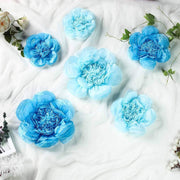 6 pcs 7" 9" 11" wide Peonies Tissue Paper Flowers