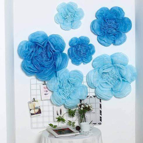 6 pcs 7" 9" 11" wide Peonies Tissue Paper Flowers