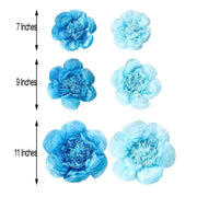 6 pcs 7" 9" 11" wide Peonies Tissue Paper Flowers