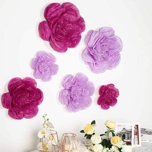 6 pcs 7" 9" 11" wide Peonies Tissue Paper Flowers
