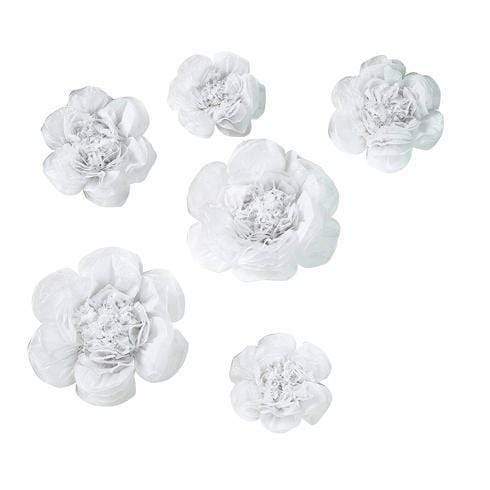 6 pcs 7" 9" 11" wide Peonies Tissue Paper Flowers POM_FLO03_7911_WHT