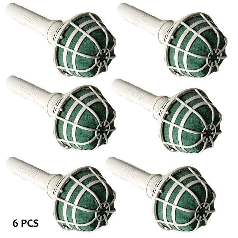 6 pcs 7" Green Foam Wedding Bouquet Holders - White FOAM_BQET01
