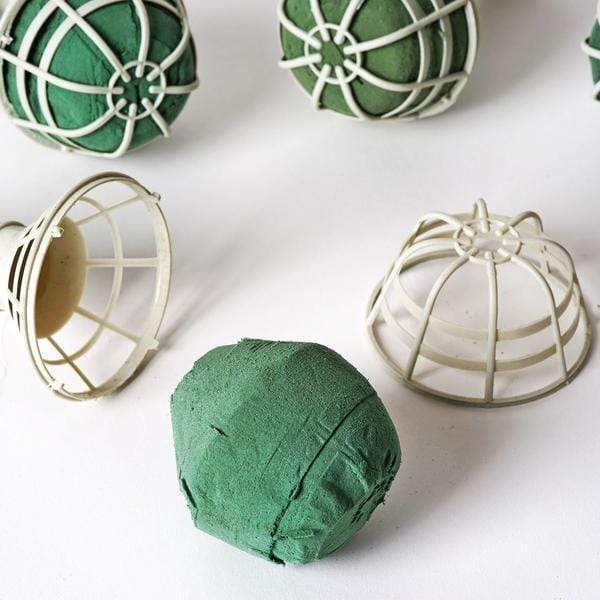 6 pcs 7" Green Foam Wedding Bouquet Holders - White FOAM_BQET01