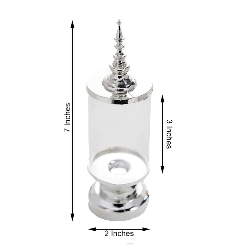 6 pcs 7" tall Mini Jars with Lids Favor Holders - Clear and Silver PLTC_FIL_018_L_SILV