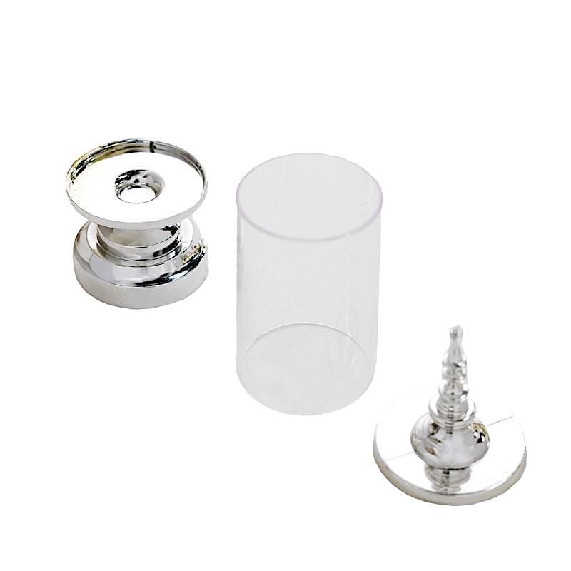 6 pcs 7" tall Mini Jars with Lids Favor Holders - Clear and Silver PLTC_FIL_018_L_SILV