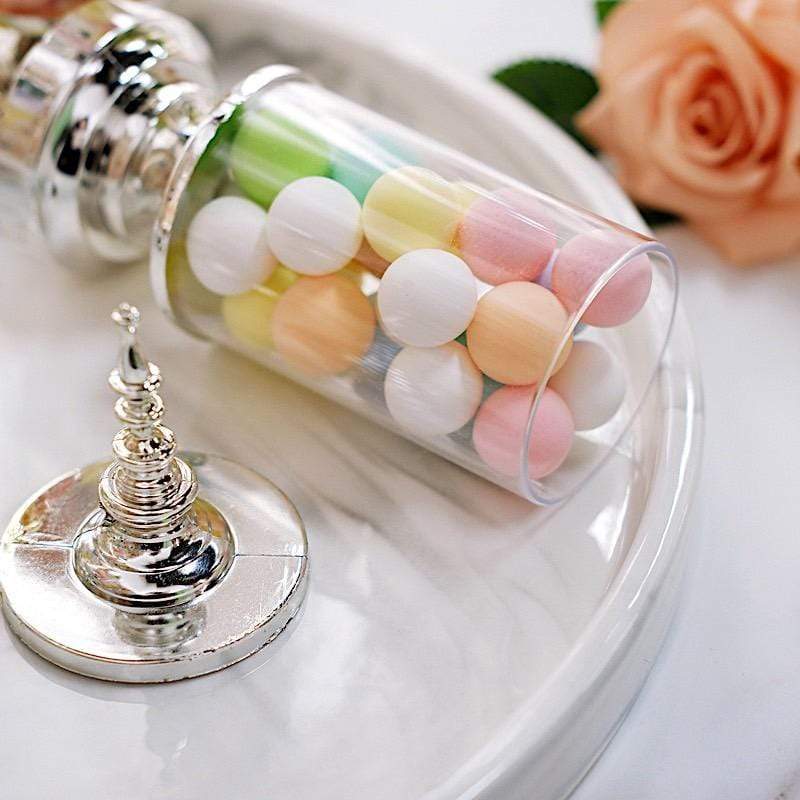 6 pcs 7" tall Mini Jars with Lids Favor Holders - Clear and Silver PLTC_FIL_018_L_SILV