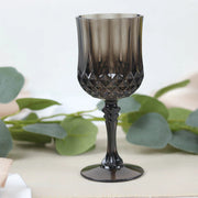 6 pcs 8 oz Crystal Cut Plastic Wine Glasses - Disposable Tableware