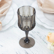 6 pcs 8 oz Crystal Cut Plastic Wine Glasses - Disposable Tableware