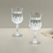 6 pcs 8 oz Crystal Cut Plastic Wine Glasses - Disposable Tableware