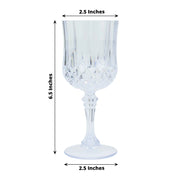 6 pcs 8 oz Crystal Cut Plastic Wine Glasses - Disposable Tableware